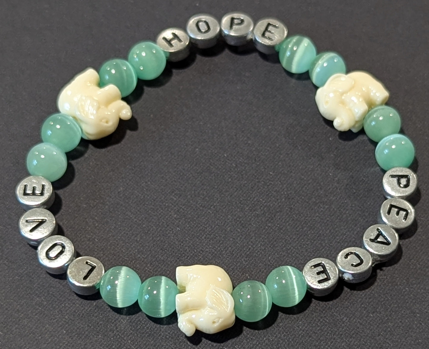 Hope,Peace,Love Elephant - Bracelet