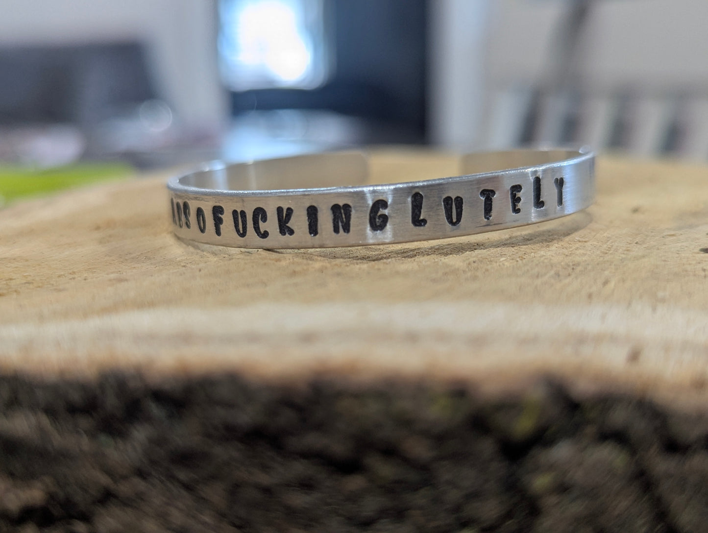 Absofuckinglutely - hand stamped hand textured cuff bracelet
