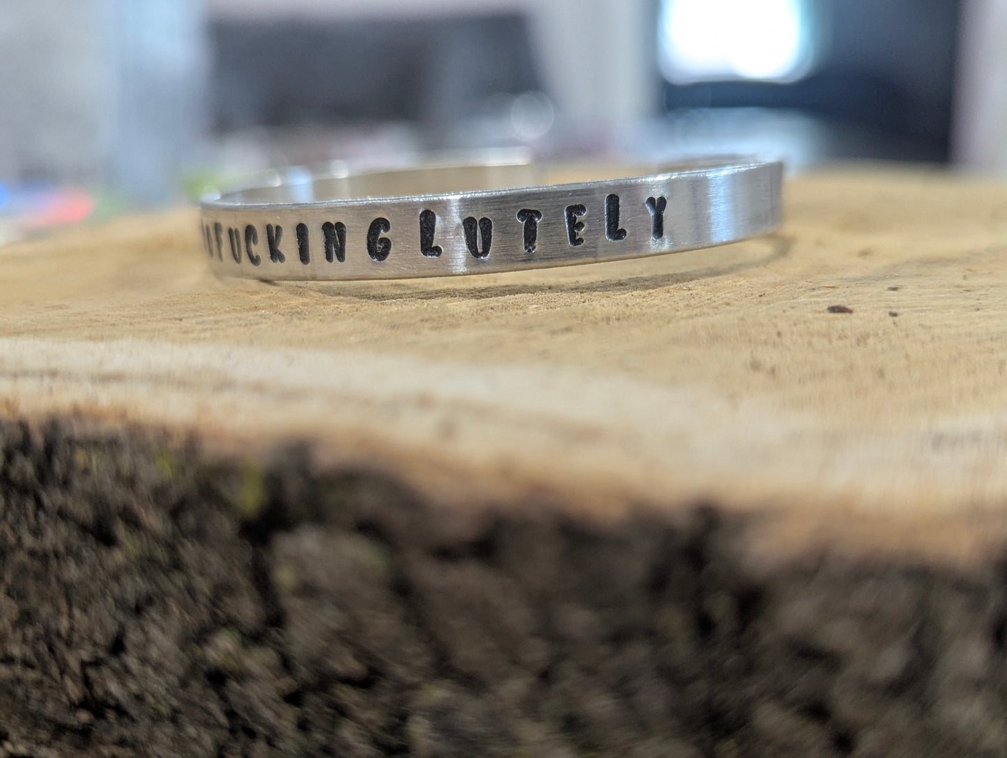 Absofuckinglutely - hand stamped hand textured cuff bracelet