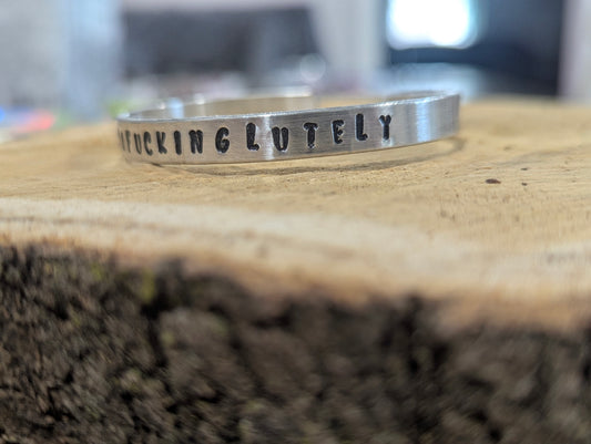 Absofuckinglutely - hand stamped hand textured cuff bracelet