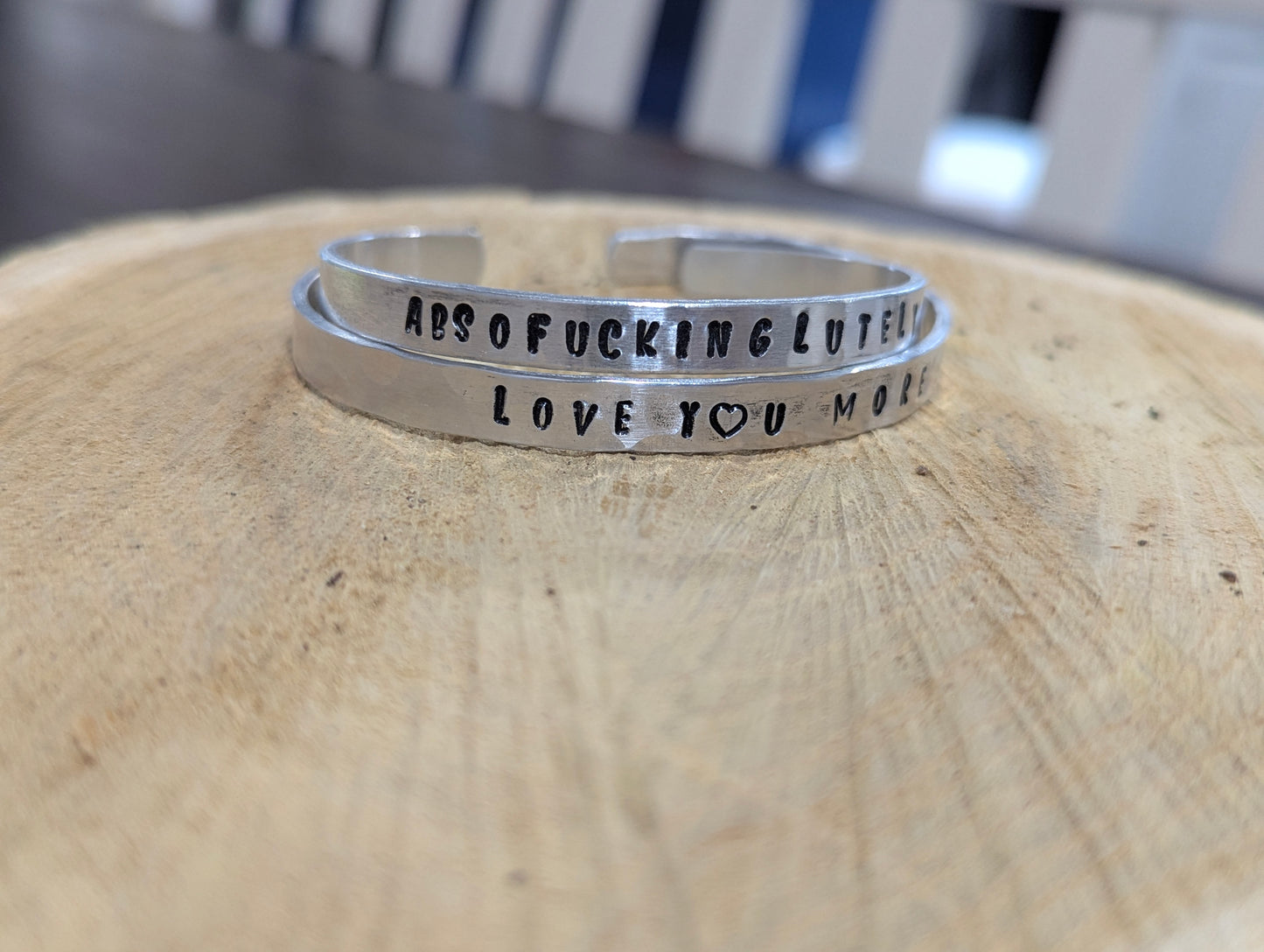 Absofuckinglutely - hand stamped hand textured cuff bracelet