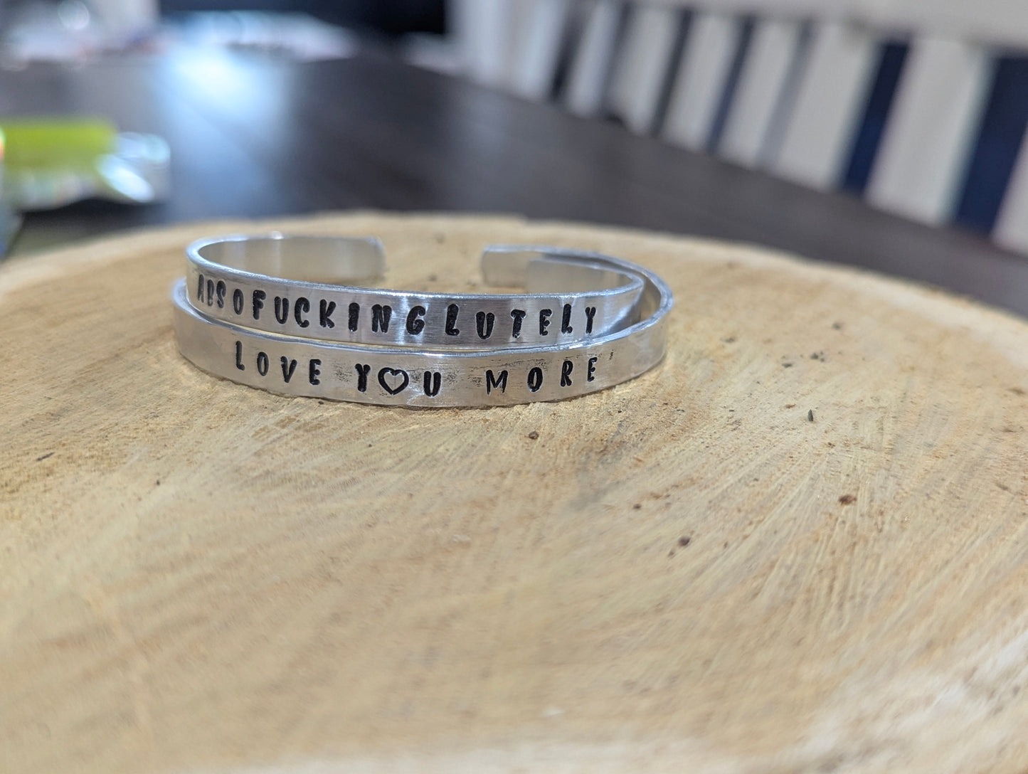 Absofuckinglutely - hand stamped hand textured cuff bracelet
