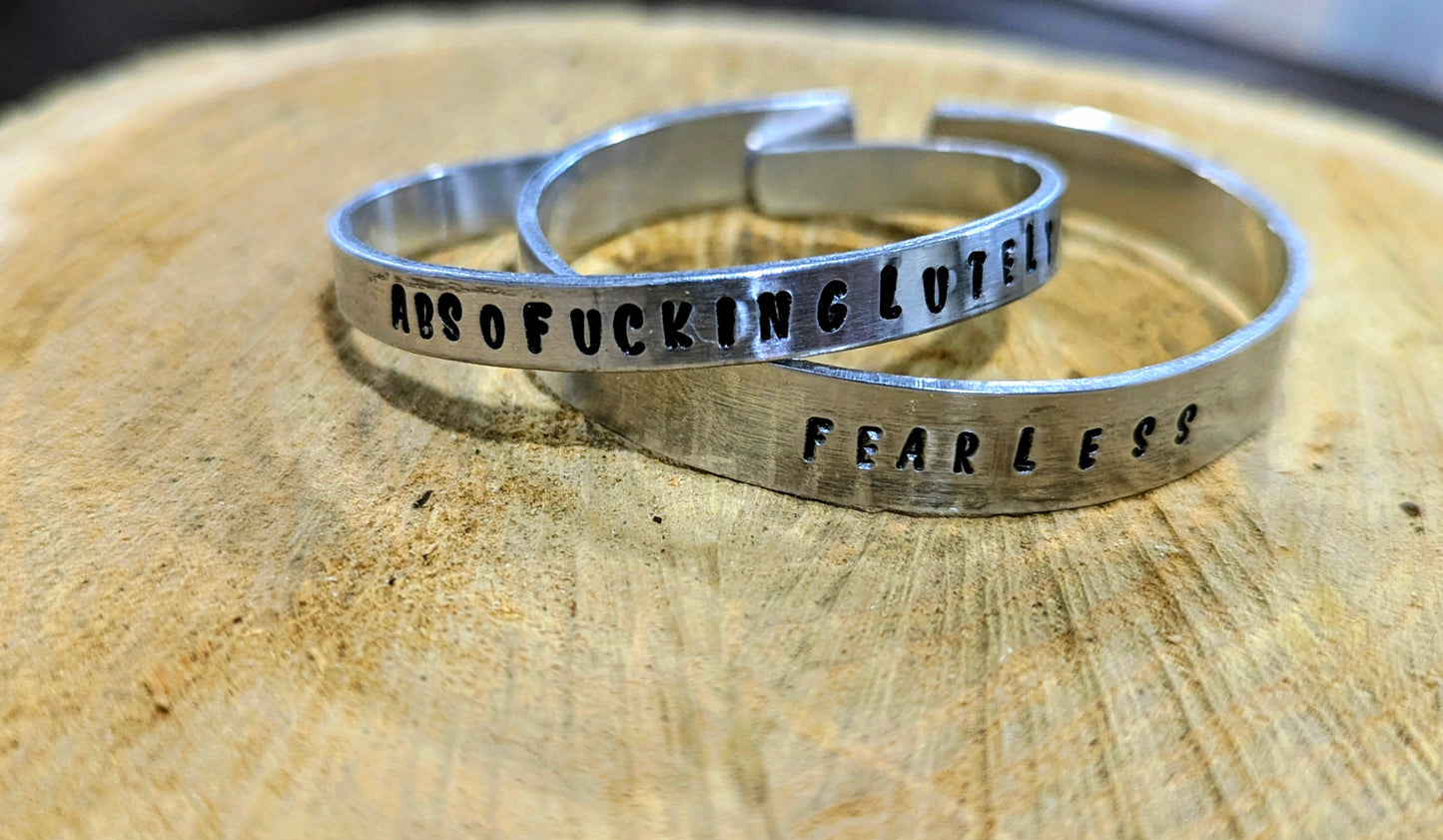 Love You More - hand hammered and hand stamped cuff bracelet
