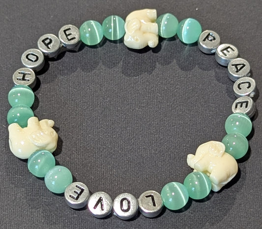 Hope,Peace,Love Elephant - Bracelet