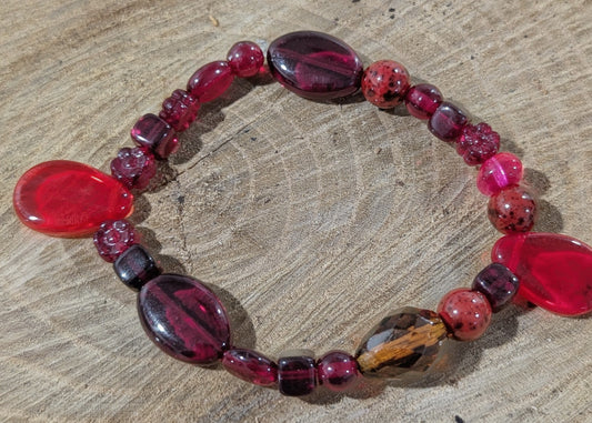 Red Rum  - glass beaded bracelet