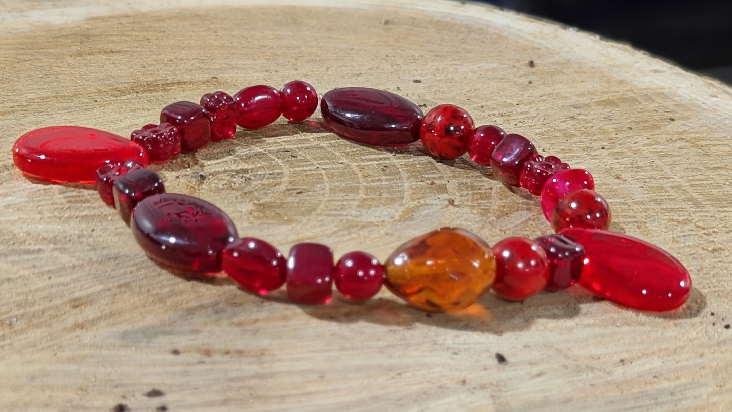 Red Rum  - glass beaded bracelet