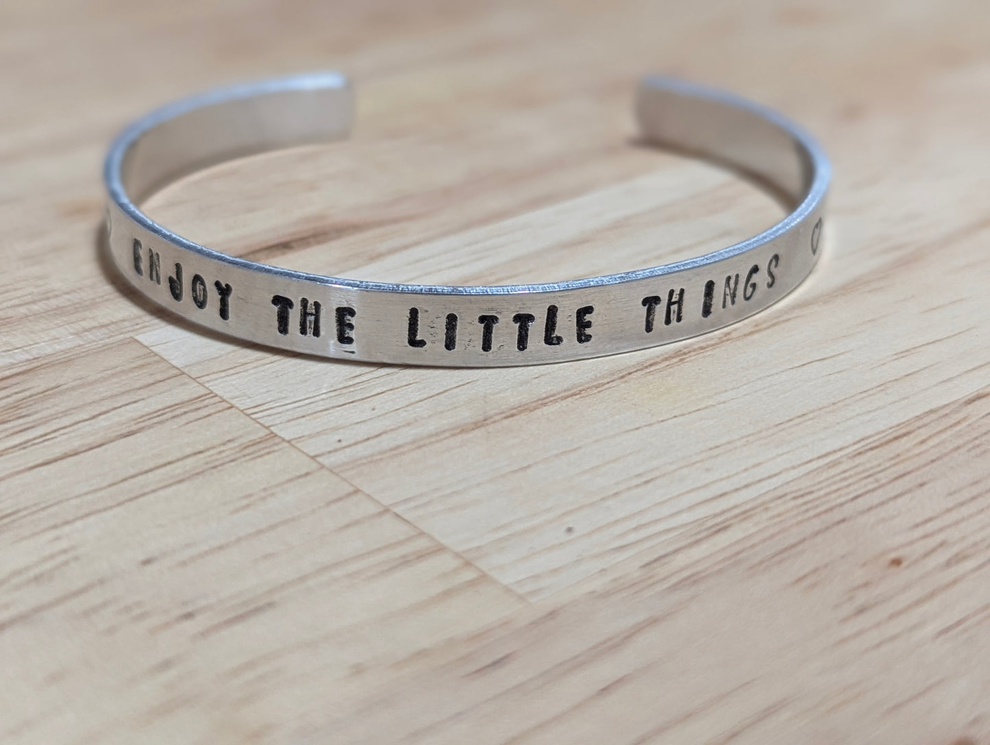 Enjoy The Little Things stainless steel cuff bracelet