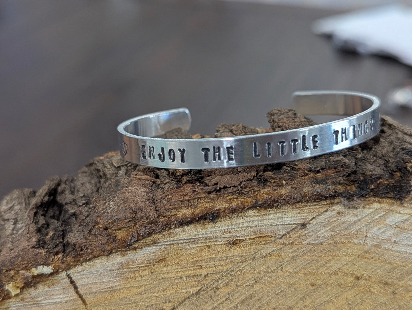 Enjoy The Little Things - stainless hand stamped bracelet