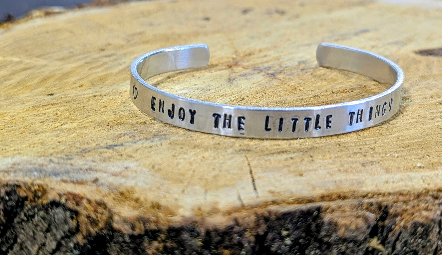 Enjoy The Little Things - stainless hand stamped bracelet