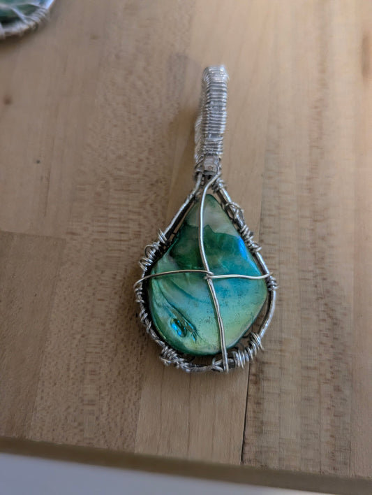 Wire wrapped Tree of Life inspired abalone shell pendant